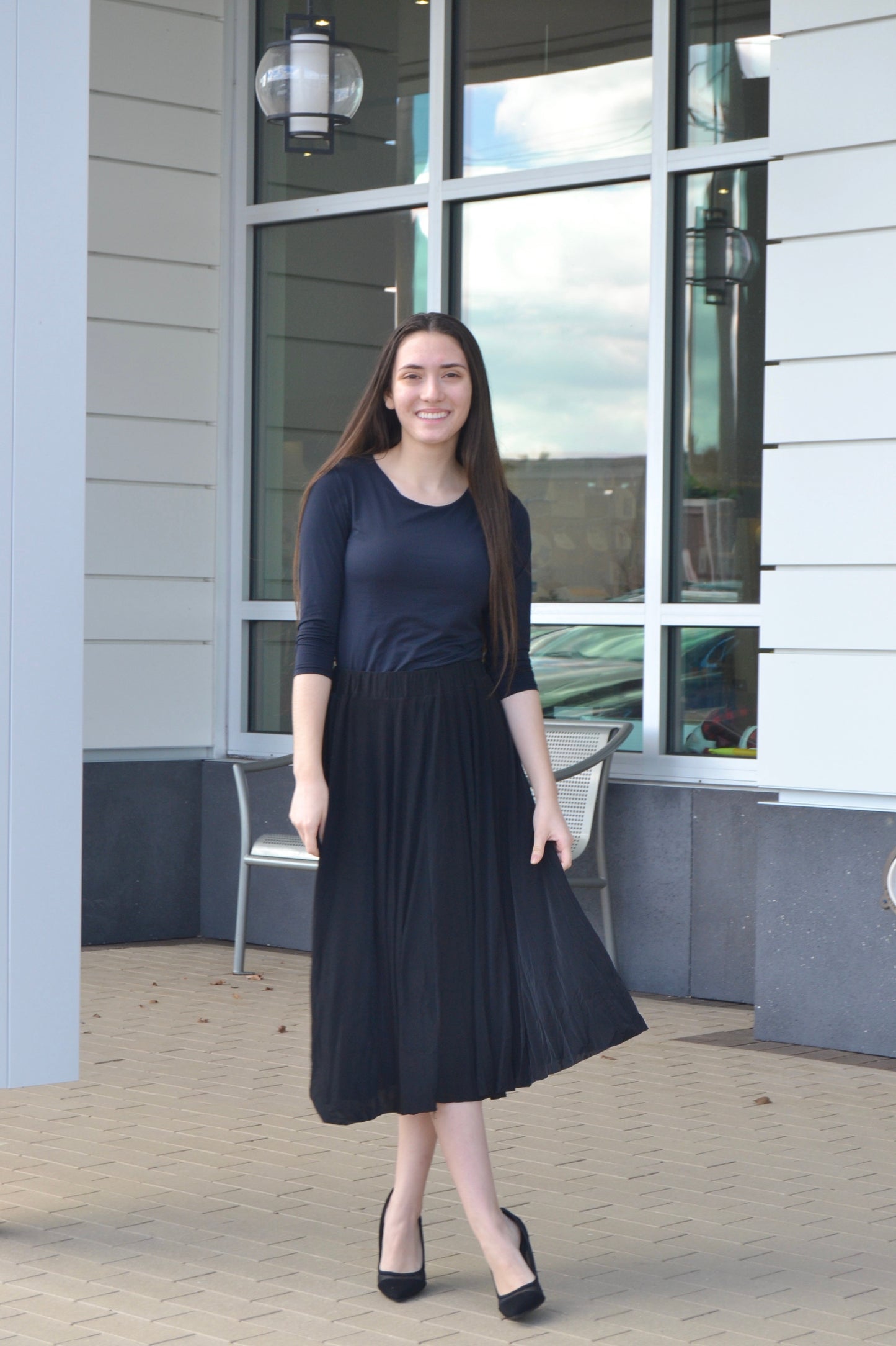Soft Black Pleated Skirt