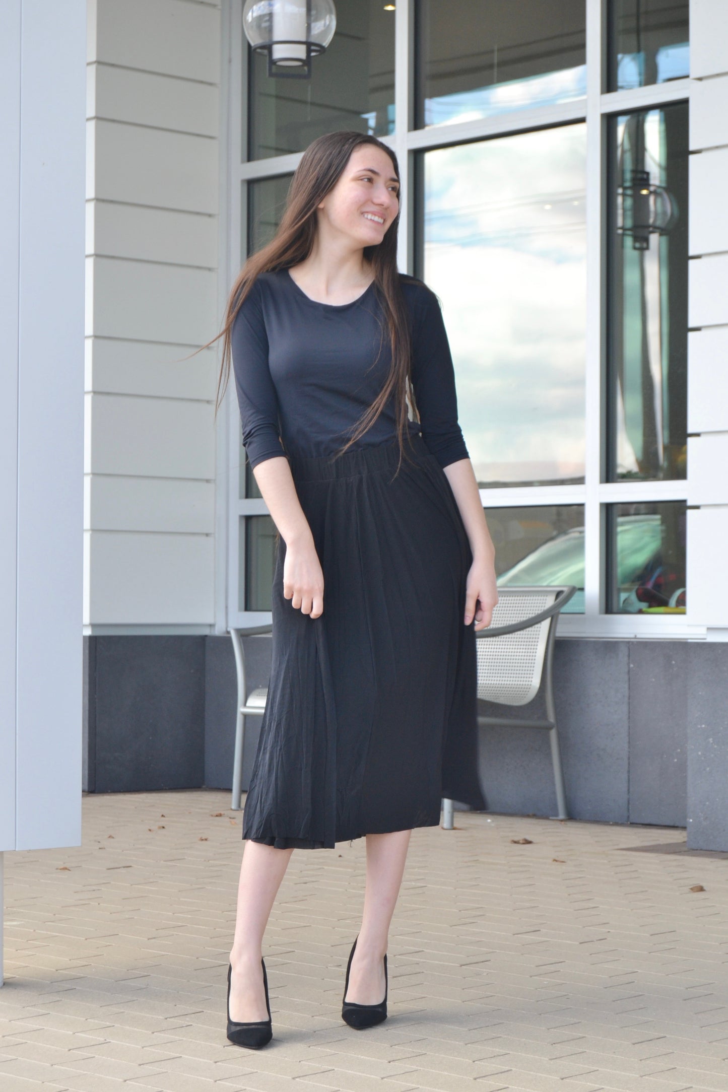 Soft Black Pleated Skirt