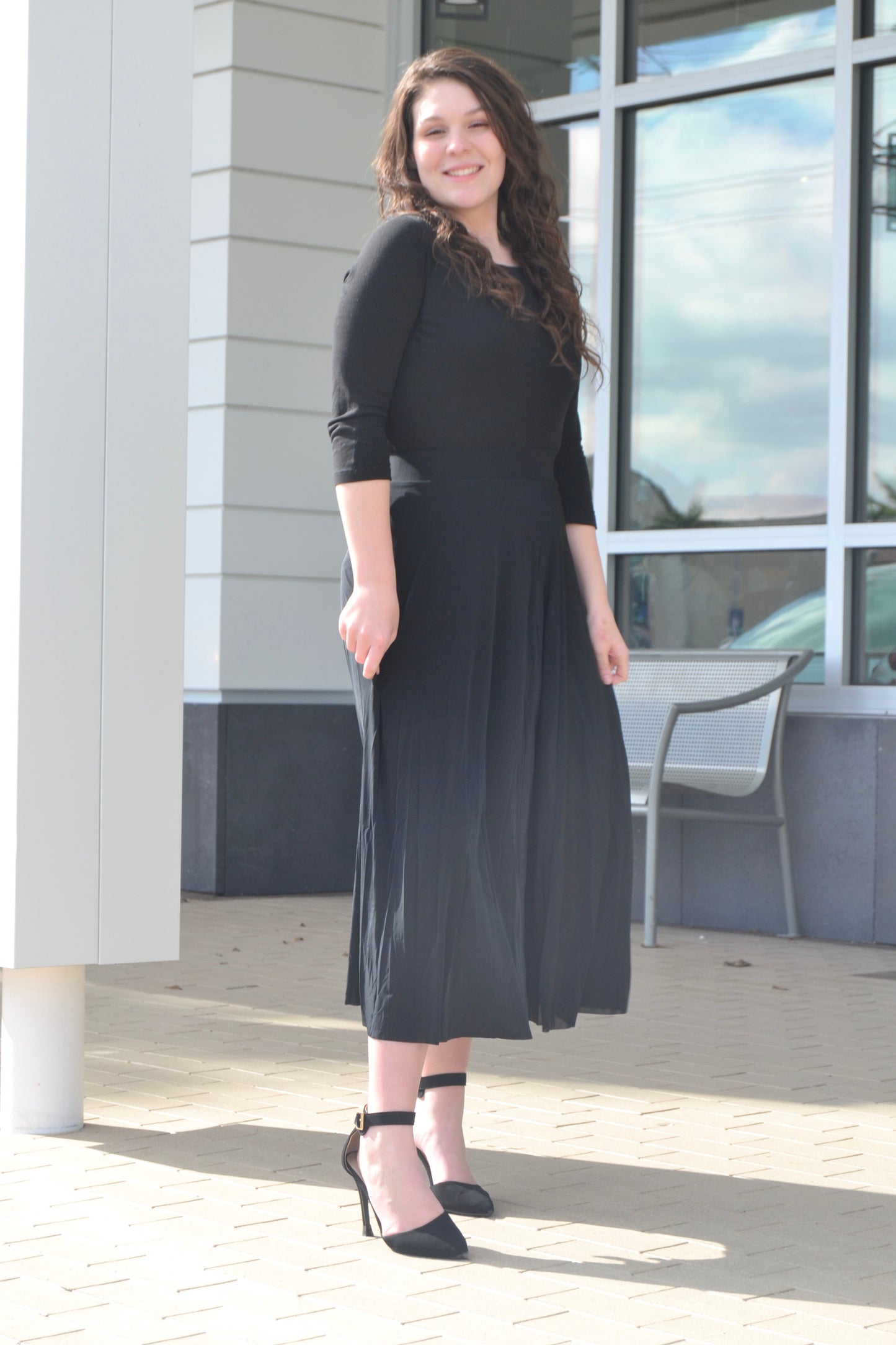 Midi Soft Black Pleated Skirt