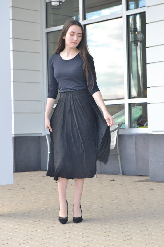 Soft Black Pleated Skirt